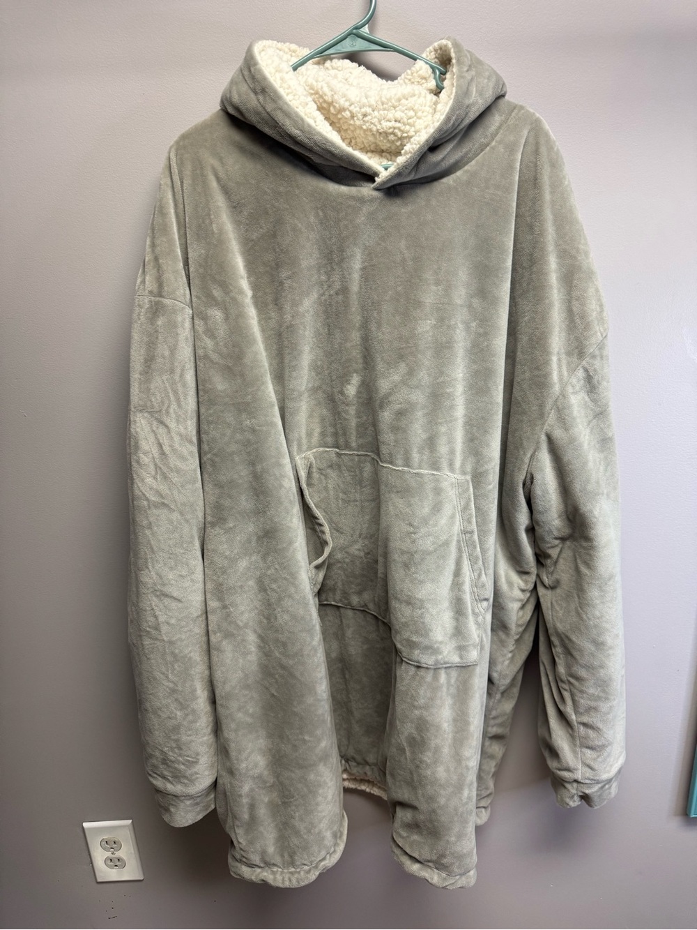 Cozy Plush Oversized Hooded Sweatshirt - Light Gray